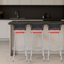 Ver imagem 6 de Kit 3 Banquetas Alta Banco para Balcão Junco Preto Àrea Gourmet Ilha Bancada bares Churrasqueira