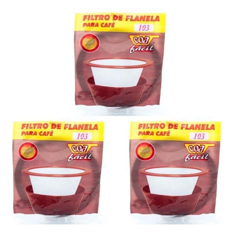 Kit Com 3 Coador Filtro De Flanela Para Café Coa Fácil 103