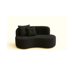 Conjunto Decorativo 02 Poltronas + Sofá Curvo Orgânico Nature Gaia Suede Preto - Montanaris Decor - 2