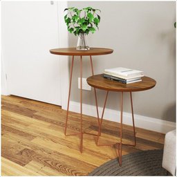 Kit 2 Mesas de Canto Industrial Pés em Metal Rose Gold Cor:freijó - 8