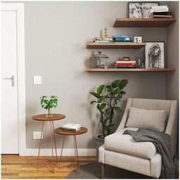 Kit 2 Mesas de Canto Industrial Pés em Metal Rose Gold Cor:freijó - 5