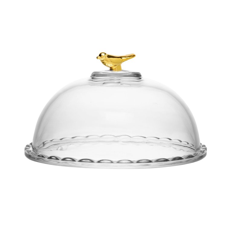 Queijeira Golden Bird 20cm com Tampa Cristal Queijeira Golden Bird 20cm com Tampa Cristal