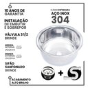 Ver imagem 2 de Cuba Redonda Cozinha 25 Cm Aço Inox 304 com Válvula e Sifão