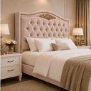 Ver imagem 4 de Cabeceira Greta 160cm Estofada Boucle p/ Cama Box Casal Queen Quarto