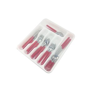 Porta Talheres Gaveta 6 Divisórias Extra Grande 34x29CM Com Tampa Nitron Plástico Livre de BPA:Branc