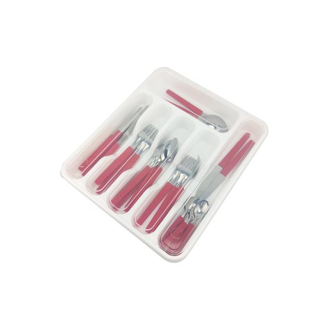 Porta Talheres Gaveta 6 Divisórias Extra Grande 34x29CM Com Tampa Nitron Plástico Livre de BPA:Branc