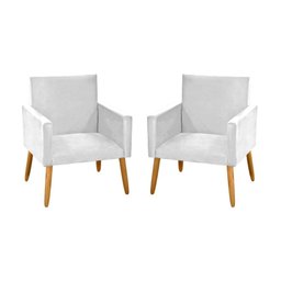 kit 2 Poltronas Nina Decorativas Escritório Corino Branco - 1