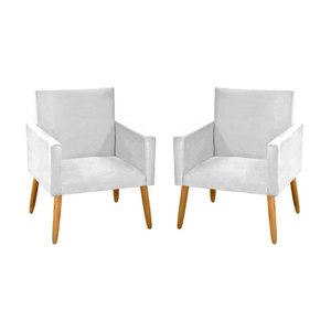 kit 2 Poltronas Nina Decorativas Escritório Corino Branco