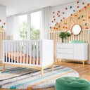 Ver imagem 1 de Quarto De Bebê Retrô Amor Perfeito Berço E Cômoda Com Porta
