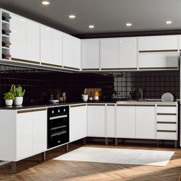 Armário Balcão para Forno de Cozinha Rimo Vitoria Branco/branco Polar Móveis Rimo Vitória - 3