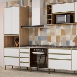 Armário Balcão para Forno de Cozinha Rimo Vitoria Branco/branco Polar Móveis Rimo Vitória - 4