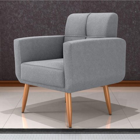Poltrona Benício Reclinável para Sala Boucle Cinza Matrix 89cm