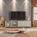 Ver imagem 1 de Rack para Tv 75'' Delux 2 Portas Gaveta Interna Pés em Madeira Maciça:naturalle Off White