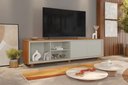 Ver imagem 3 de Rack para Tv 75'' Delux 2 Portas Gaveta Interna Pés em Madeira Maciça:naturalle Off White