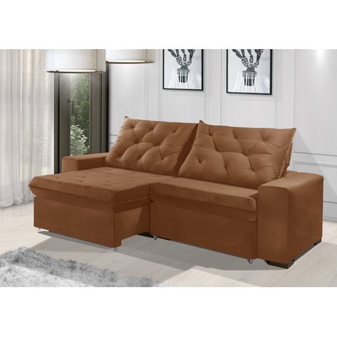 Sofá Retrátil e Reclinável 2.50m Estilo Estofados - Europa com Softgel D33 "terracota"