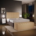 Ver imagem 5 de Kit Cabeceira Cama Box Casal 140cm Calçadeira Recamier Baú Dália W01 Linho Bege Escuro - Lyam