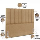 Ver imagem 6 de Kit Cabeceira Cama Box Casal 140cm Calçadeira Recamier Baú Dália W01 Linho Bege Escuro - Lyam