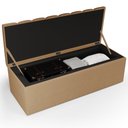 Ver imagem 3 de Kit Cabeceira Cama Box Casal 140cm Calçadeira Recamier Baú Dália W01 Linho Bege Escuro - Lyam