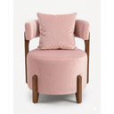 Ver imagem 2 de Poltrona Organica Decorativa Redonda com Almofada Pés Thor Madeira Maciça Premium Veludo Roose