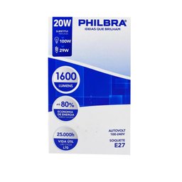 Lâmpada Led Bulbo 20w E27 Branco Frio 6500k Bivolt Philbra - 2