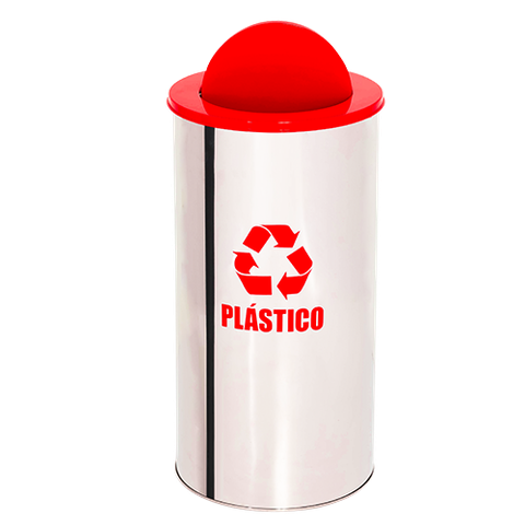 Lixeira Coleta Seletiva Basculante 120l de Aço Inox - Vermelho