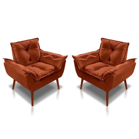 Kit 02 Poltrona Opala Decorativa Suede