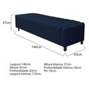 Ver imagem 3 de Kit Cabeceira e Calçadeira Baú Casal Everest P02 140cm Suede - Doce Sonho Móveis Azul Marinho