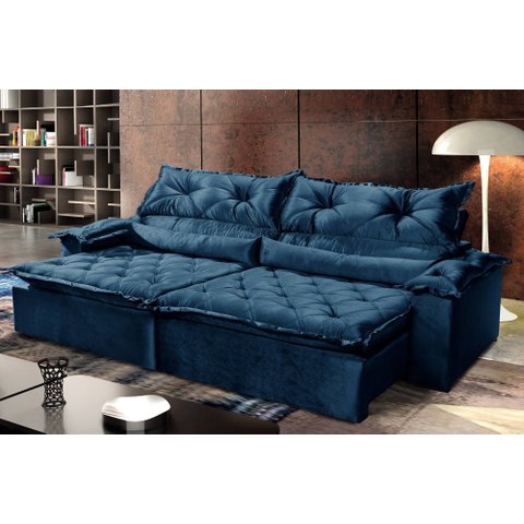 Sofá Retrátil e Reclinável 2,80m 4 Lugares Pillow com Espuma Soft Sparta - Movenzo Estofados