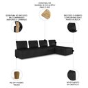 Ver imagem 3 de Sofá 4 Lugares com Chaise 296cm Rovier Sintético Preto Z32 - Mpozenato