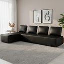 Ver imagem 1 de Sofá 4 Lugares com Chaise 296cm Rovier Sintético Preto Z32 - Mpozenato