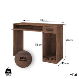 Mesa para Computador Escrivaninha Suporte Teclado Café - 3