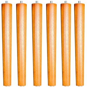 Kit 06 Pés Palito Madeira 35 Cm Rosqueável P02 Móveis Poltrona Puff Mesa - Inoviza
