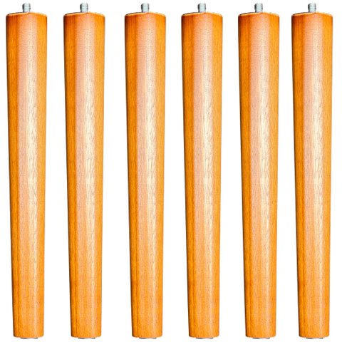 Kit 06 Pés Palito Madeira 35 Cm Rosqueável P02 Móveis Poltrona Puff Mesa - Inoviza