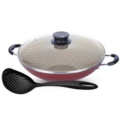 Wok Paris Aluminio Antiaderente 6l Vermelho com Espumadeira Tramontina - 1