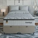 Ver mais imagens de Cama Box Baú Casal Bipartido Colchão Comfort Class Pillowtop Branco/suede Bege