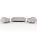 Ver imagem 1 de Kit Sofá 3 Lugares 180cm com 2 Poltronas Molino Pés D'ouro D02 Linho Cru C-443 - Lyam Decor
