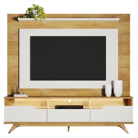 Home Theater Diplomata com LED Cinamomo Off White – Valdemóveis