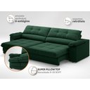 Ver imagem 5 de Sofá com Carregador Usb Retrátil Reclinável Monaco 2,50m Velosuede Verde - Netsofas
