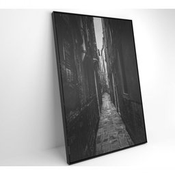 Quadro Viela Preto E Branco 80x120 Cm Vidro Impresso - 4