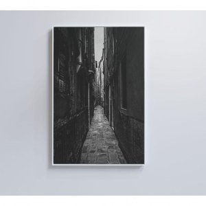 Quadro Viela Preto E Branco 80x120 Cm Vidro Impresso