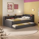 Ver imagem 1 de Cama Solteiro com Nicho e Cama Auxiliar Aria Cinza/Grafite