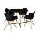 Ver imagem 6 de Mesa Jantar Industrial Preta 110Cm Redonda Base V Com 4 Poltronas Daw Pretas Base Doura Cor: Preto