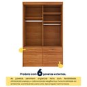 Ver imagem 7 de Guarda-Roupa Solteiro com 2 Portas de Correr e 6 Gavetas 133cm Multimóveis CR35485 Cinamomo