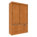 Ver imagem 2 de Guarda-Roupa Solteiro com 2 Portas de Correr e 6 Gavetas 133cm Multimóveis CR35485 Cinamomo