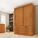 Ver imagem 1 de Guarda-Roupa Solteiro com 2 Portas de Correr e 6 Gavetas 133cm Multimóveis CR35485 Cinamomo