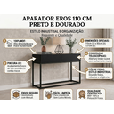 Ver imagem 3 de Aparador Buffet Estilo Industrial 2 Gavetas Eros 90cm Pequeno para Hall de Entrada Apartamento Preto