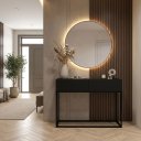 Ver imagem 2 de Aparador Buffet Estilo Industrial 2 Gavetas Eros 90cm Pequeno para Hall de Entrada Apartamento Preto