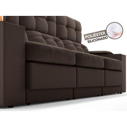 Sofá com Porta Copos e Carregador Usb Eureka 2,30m Assento Retrátil e Reclinável Velosuede - 6