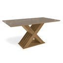 Ver imagem 1 de Mesa para Cozinha Graviola com Tampo Madeirado com Vidro 160x90cm Freijo Bronze Kappesberg