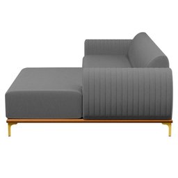 Sofá 265cm 4 Lugares Com Chaise Direito Pés Gold Molino C-416 Linho Cinza Escuro - Domi - 2